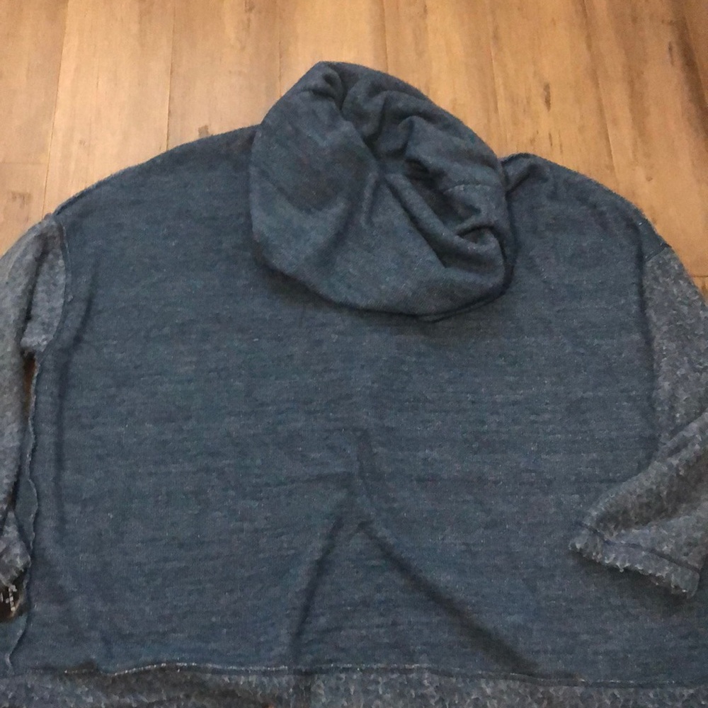 Blue, slit back, turtle neck, sweater